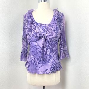 Vintage Y2K Purple Silk Blouse PL Layered Lightweight Boho Fairy Whimsy Goth